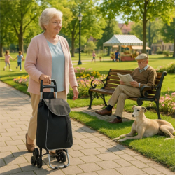 Nákupná taška na kolieskach 30L SPRINGOS CARRINA čierna