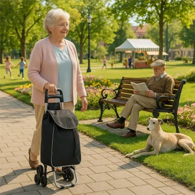 Nákupná taška na kolieskach 30L SPRINGOS CARRINA čierna