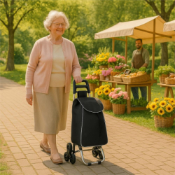 Nákupná taška na kolieskach 30L SPRINGOS CARRINA čierna