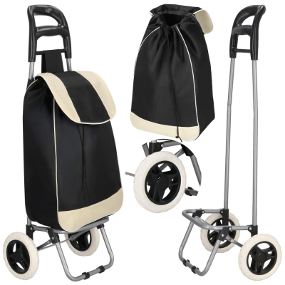 Nákupná taška na kolieskach 30L SPRINGOS DORINA čierno-biela