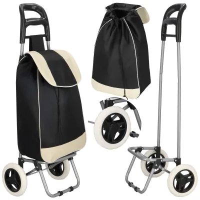 Nákupná taška na kolieskach 30L SPRINGOS DORINA čierno-biela