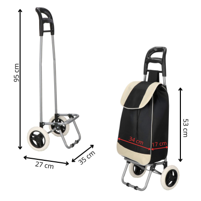 Nákupná taška na kolieskach 30L SPRINGOS DORINA čierno-biela