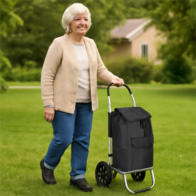 Nákupná taška na kolieskach 42L SPRINGOS ROLANDA čierna