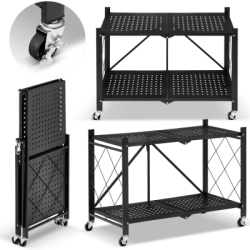 Kovový regál 70x35x50 cm 2 police lakovaný mobilný HIGHER CJ01-02