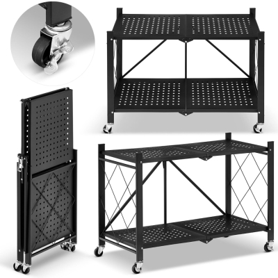 Kovový regál 70x35x50 cm 2 police lakovaný mobilný HIGHER CJ01-02