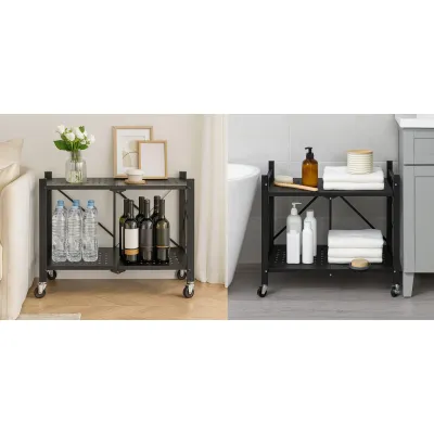 Kovový regál 70x35x50 cm 2 police lakovaný mobilný HIGHER CJ01-02