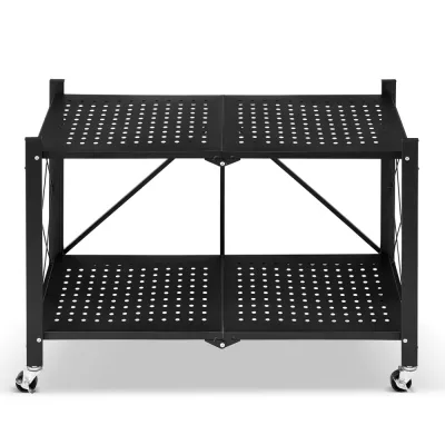 Kovový regál 70x35x50 cm 2 police lakovaný mobilný HIGHER CJ01-02