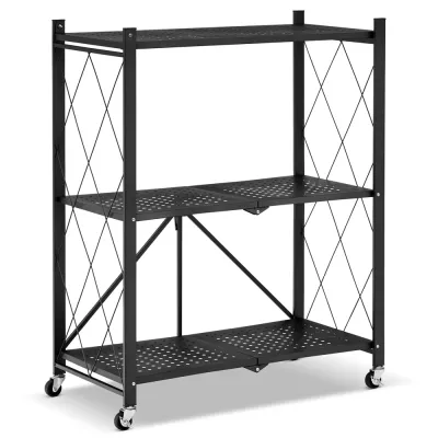 Kovový regál 70x35x87 cm 3 police lakovaný mobilný HIGHER CJ01-03