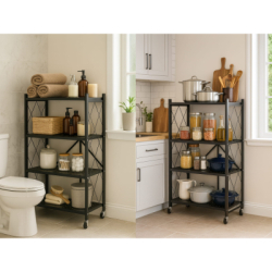 Kovový regál 70x35x126 cm 4 police lakovaný mobilný HIGHER CJ01-04