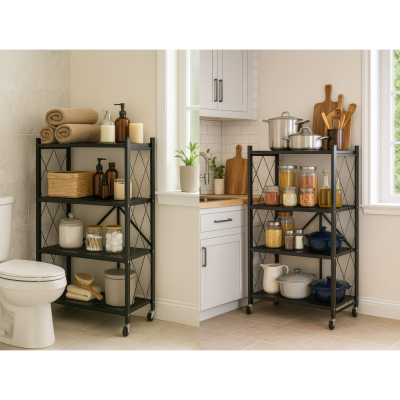 Kovový regál 70x35x126 cm 4 police lakovaný mobilný HIGHER CJ01-04