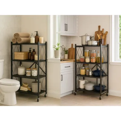 Kovový regál 70x35x126 cm 4 police lakovaný mobilný HIGHER CJ01-04