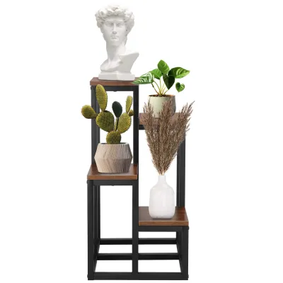 Kovový stojan na kvety 68 cm SPRINGOS PETALIA tmavo hnedý