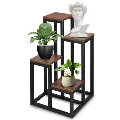 Kovový stojan na kvety 68 cm SPRINGOS PETALIA tmavo hnedý