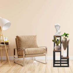 Kovový stojan na kvety 68 cm SPRINGOS PETALIA tmavo hnedý