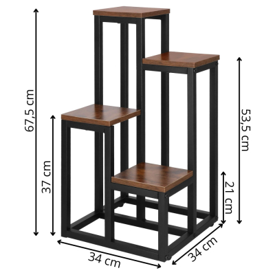 Kovový stojan na kvety 68 cm SPRINGOS PETALIA tmavo hnedý