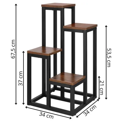 Kovový stojan na kvety 68 cm SPRINGOS PETALIA tmavo hnedý
