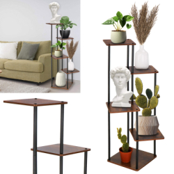 Kovový stojan na kvety 106 cm SPRINGOS FLORAE tmavo hnedý