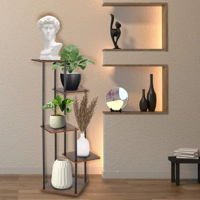 Kovový stojan na kvety 106 cm SPRINGOS FLORAE tmavo hnedý