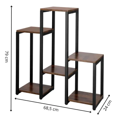 Kovový stojan na kvety 79 cm SPRINGOS VERDIA tmavo hnedý
