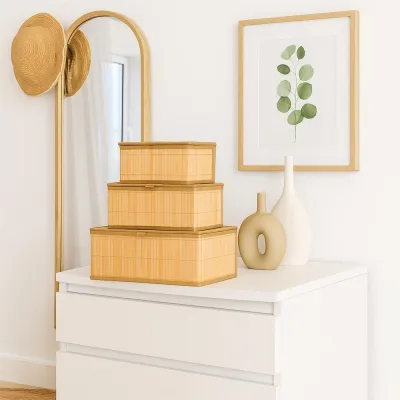 Bambusový úložný box SPRINGOS BAMBOO sada 3 ks