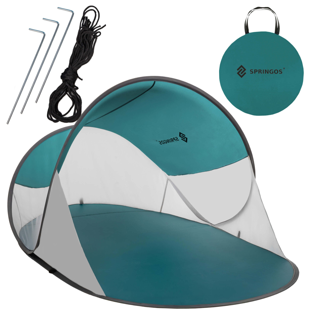 Samorozkladací plážový stan SPRINGOS TEXAS zeleno-sivý