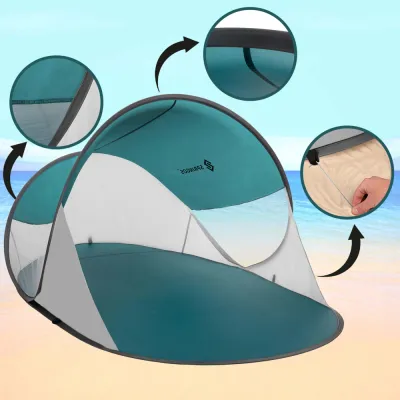 Samorozkladací plážový stan SPRINGOS TEXAS zeleno-sivý