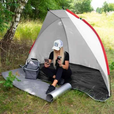 Plážový stan / zástena SPRINGOS LAGO XXL sivý