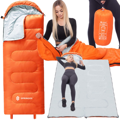 Spací vak 205x73 cm 2v1 SPRINGOS TREVOX oranžový