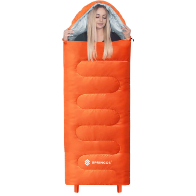 Spací vak 205x73 cm 2v1 SPRINGOS TREVOX oranžový