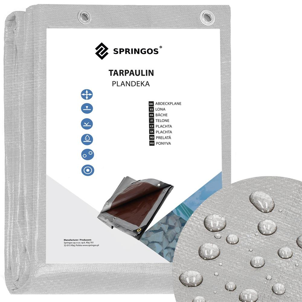 Krycia plachta s okami 2x4 m, extra silná 210g PE, šedá SPRINGOS PROTECT