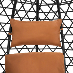 Hojdacie kreslo so stojanom SPRINGOS BEATA čierne + hnedé vankúše