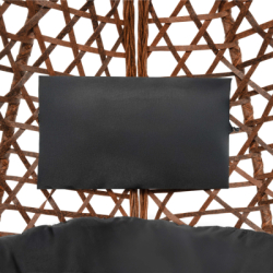 Hojdacie kreslo so stojanom SPRINGOS BEATA PREMIUM hnedé + tmavo šedé vankúše