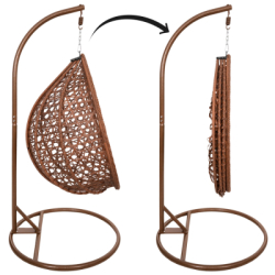 Hojdacie kreslo so stojanom SPRINGOS BEATA PREMIUM hnedé + tmavo šedé vankúše