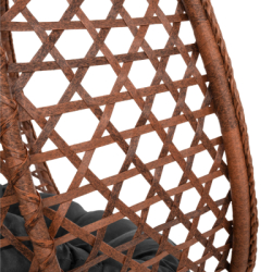 Hojdacie kreslo so stojanom SPRINGOS BEATA PREMIUM hnedé + tmavo šedé vankúše