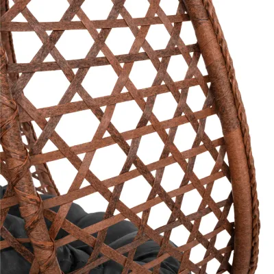 Hojdacie kreslo so stojanom SPRINGOS BEATA PREMIUM hnedé + tmavo šedé vankúše