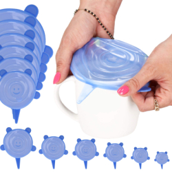 Silikónové viečka na potraviny sada 6ks SPRINGOS FRESH modré