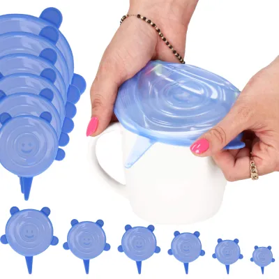 Silikónové viečka na potraviny sada 6ks SPRINGOS FRESH modré