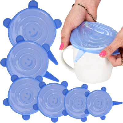 Silikónové viečka na potraviny sada 6ks SPRINGOS FRESH modré