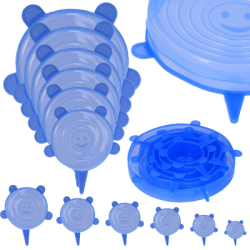 Silikónové viečka na potraviny sada 6ks SPRINGOS FRESH modré