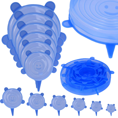 Silikónové viečka na potraviny sada 6ks SPRINGOS FRESH modré