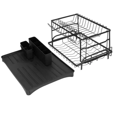 Dvojposchodový odkvapkávač na riad 42x30 cm SPRINGOS KI0157 čierny