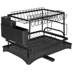 Dvojposchodový odkvapkávač na riad 42x30 cm SPRINGOS KI0157 čierny