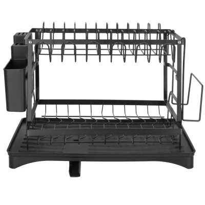 Dvojposchodový odkvapkávač na riad 42x30 cm SPRINGOS KI0157 čierny