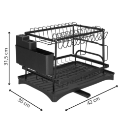 Dvojposchodový odkvapkávač na riad 42x30 cm SPRINGOS KI0157 čierny