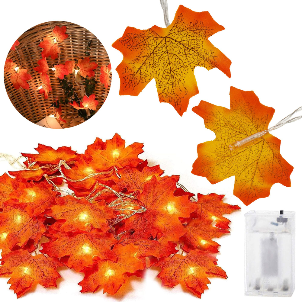 LED reťaz Jesenné listy - 3m, 20LED, 3xAA, IP20, teplá biela