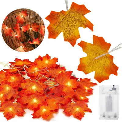 LED reťaz Jesenné listy - 3m, 20LED, 3xAA, IP20, teplá biela