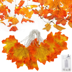 LED reťaz Jesenné listy - 3m, 20LED, 3xAA, IP20, teplá biela