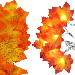 LED reťaz Jesenné listy - 3m, 20LED, 3xAA, IP20, teplá biela