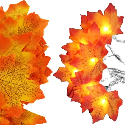 LED reťaz Jesenné listy - 3m, 20LED, 3xAA, IP20, teplá biela