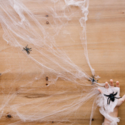 Pavučina s pavúkmi 60g SPRINGOS HALLOWEEN biela